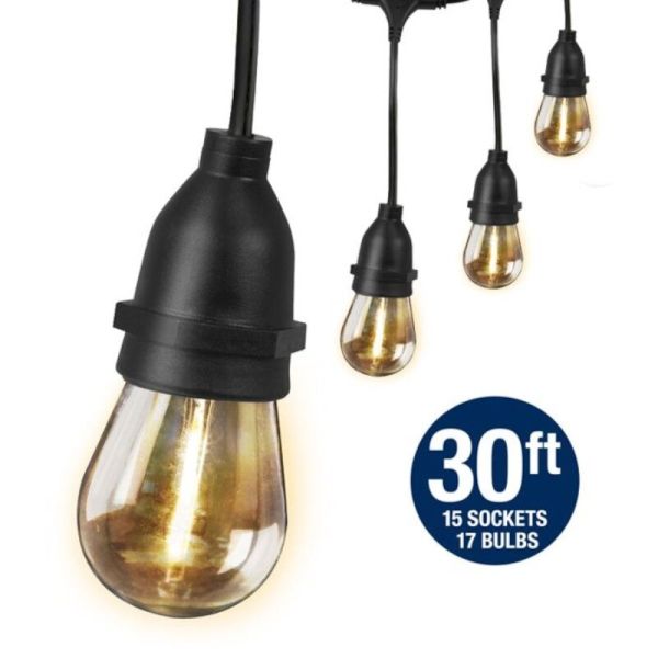 LED Filament String Light Set (30ft 15 Socket)